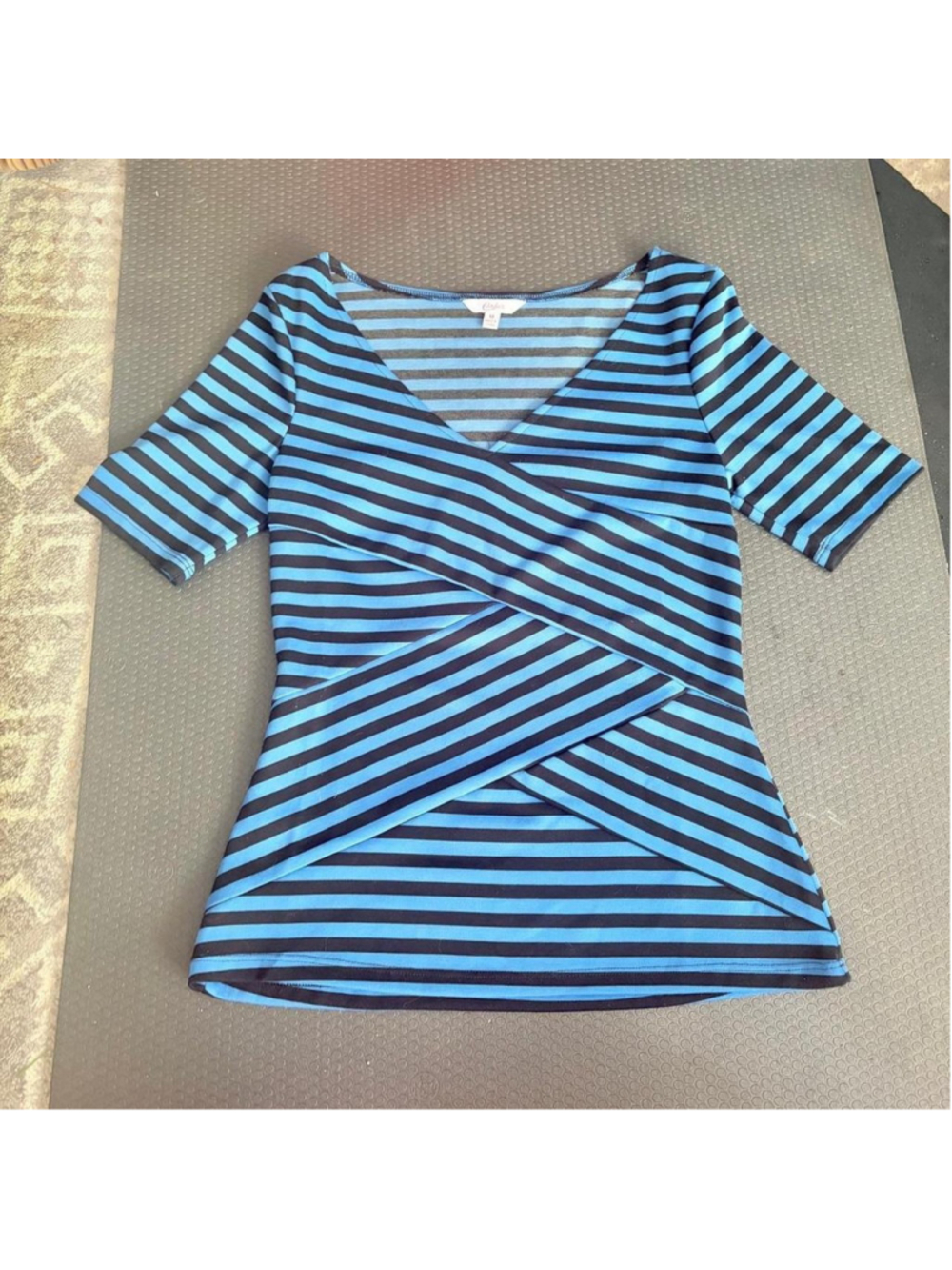 Y2K Candie's Blue & Black Striped Wrap Top